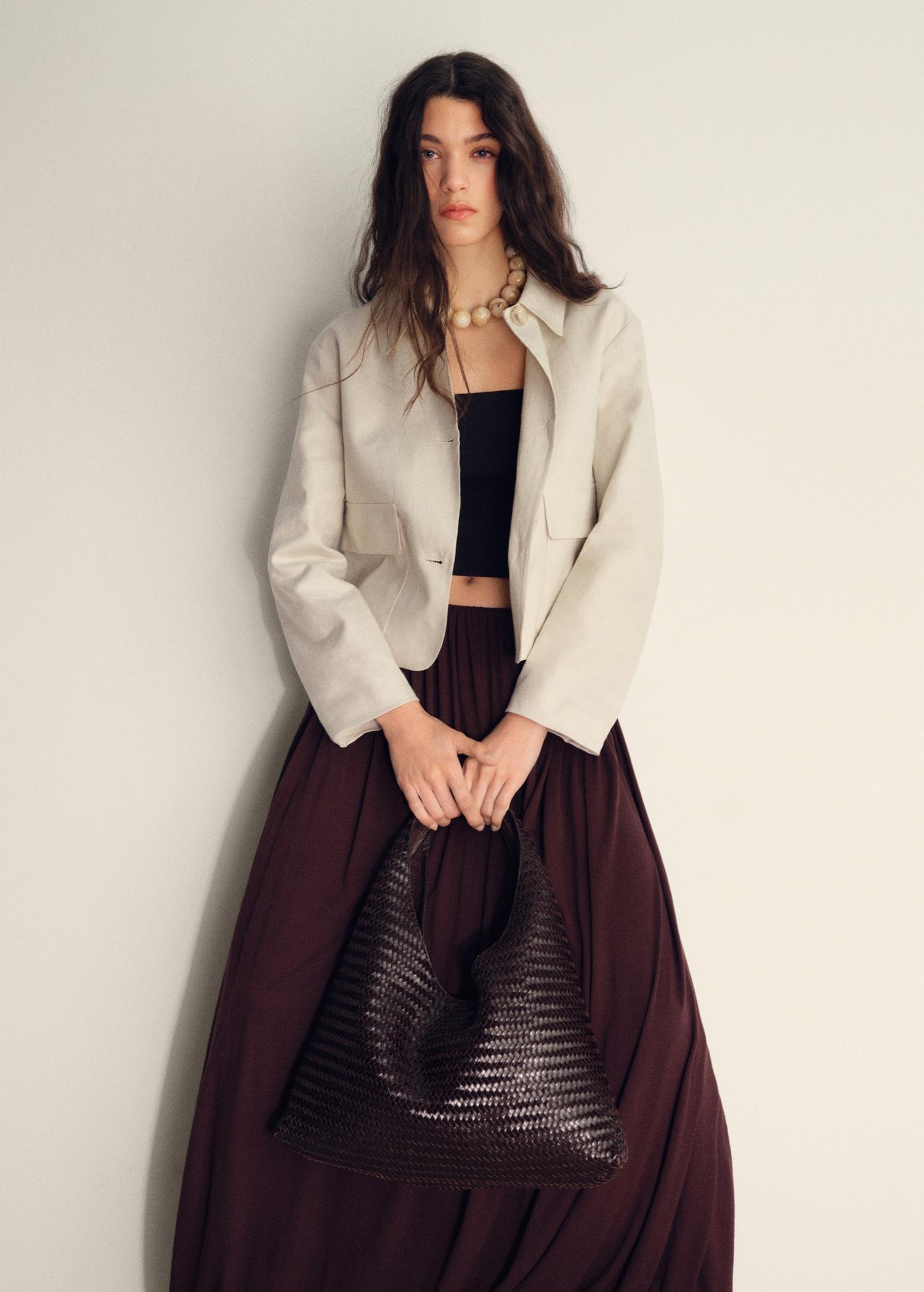 Pocket linen-blend jacket - Women | MANGO USA Product Image