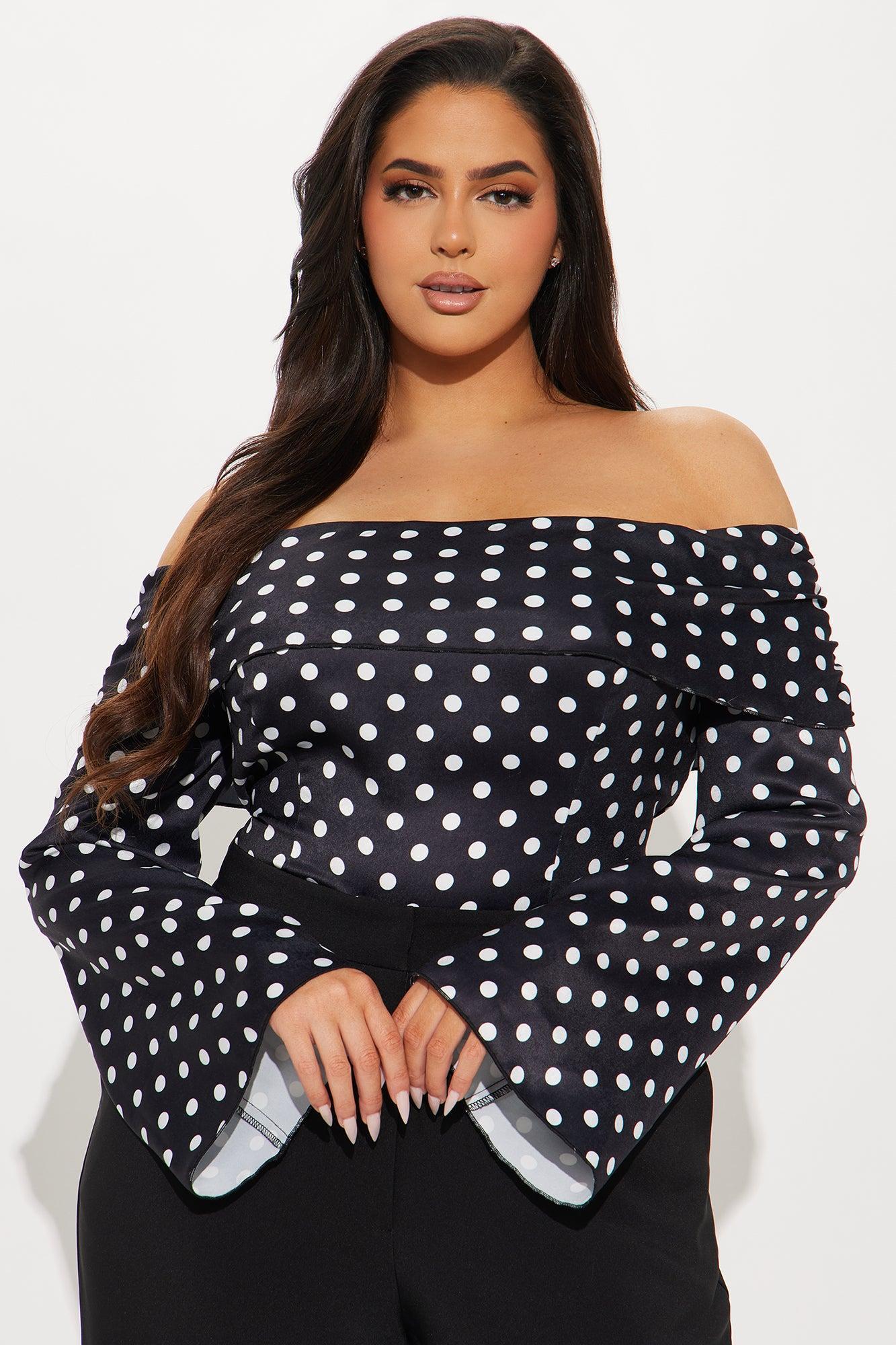 Everlyn Satin Polka Dot Top - Black/White Product Image