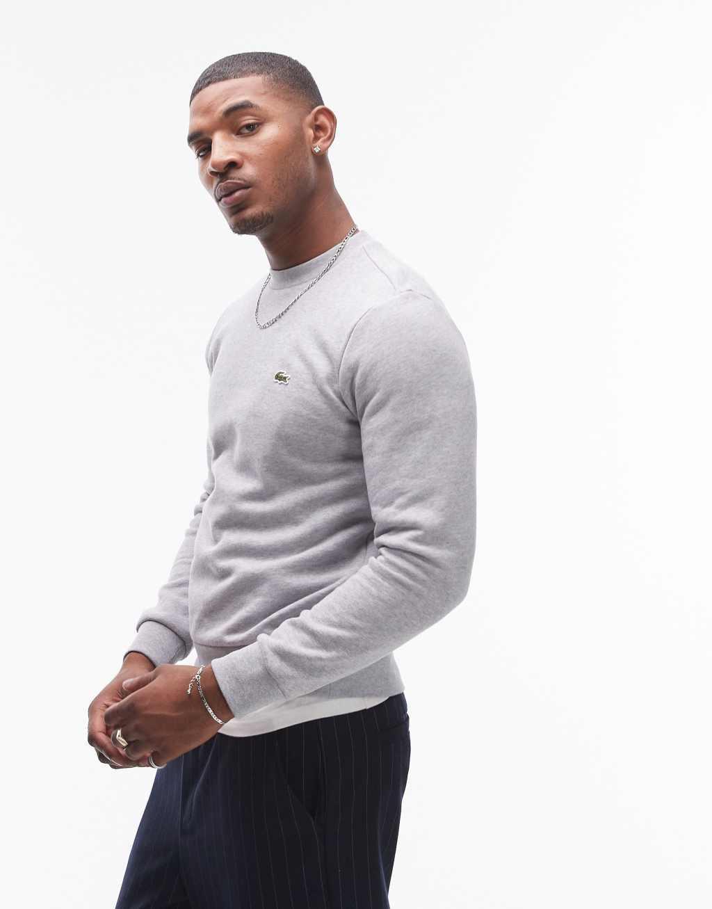 Lacoste Essentials logo sweatshirt in gray  Product Image