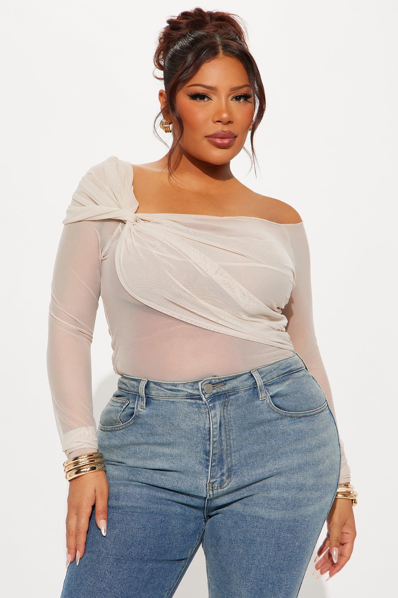 Priscilla Mesh Off Shoulder Top - Blush Product Image