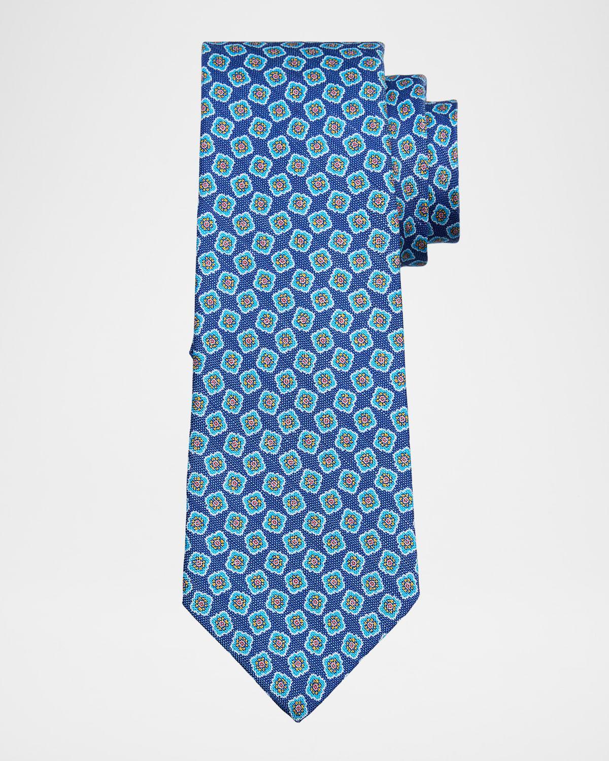 Men's Micro-Medallion Linen and Silk Tie Product Image