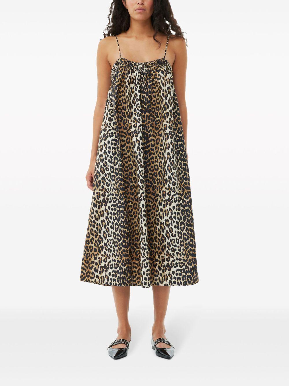 leopard-print cotton midi dress Product Image