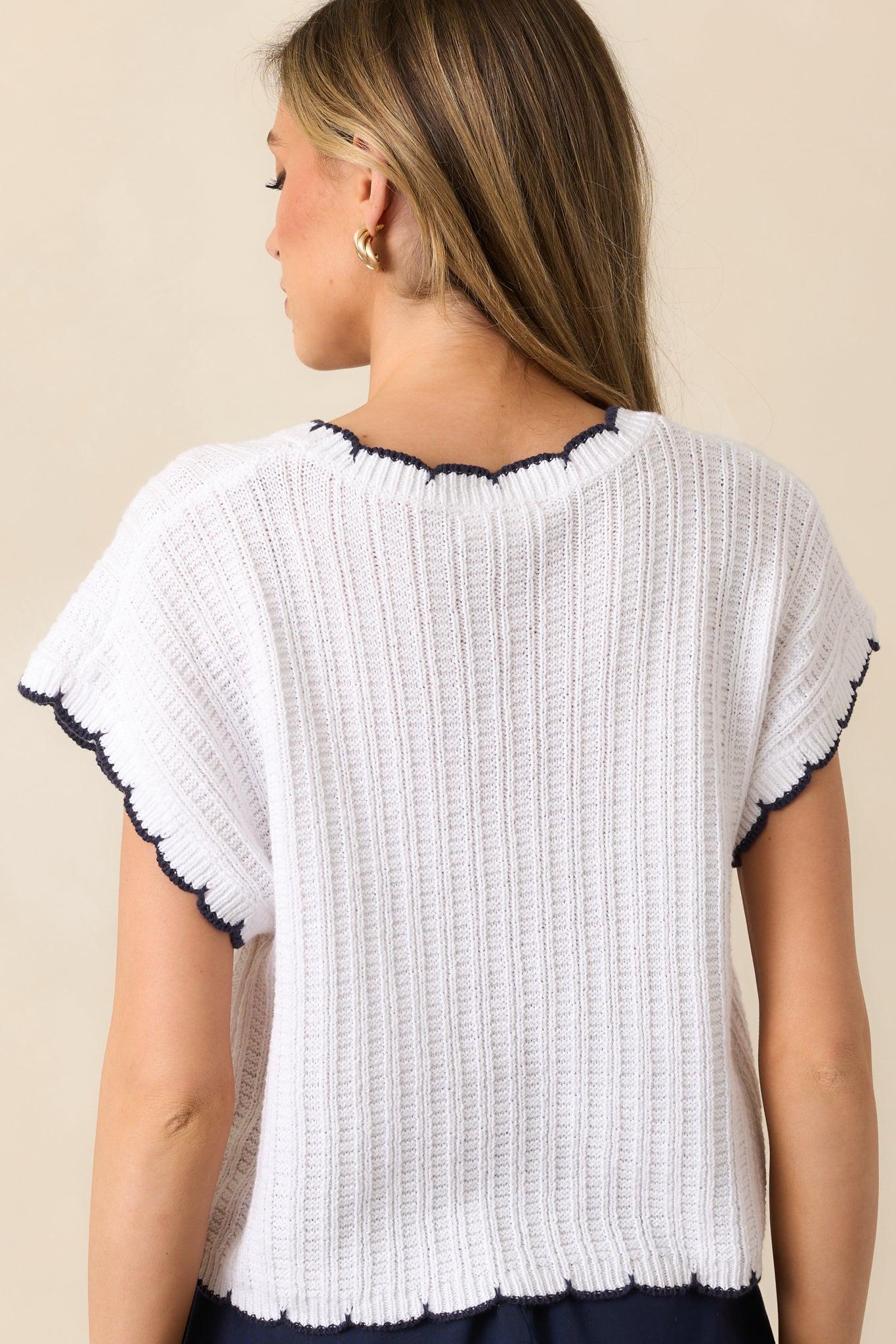 Turning Pages Ivory Short Sleeve Knit Top Product Image