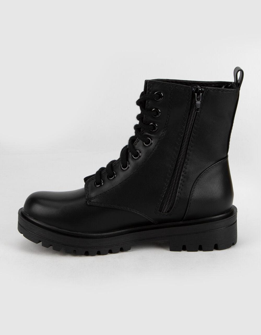 SODA Lug Sole Womens Black Combat Boots Product Image