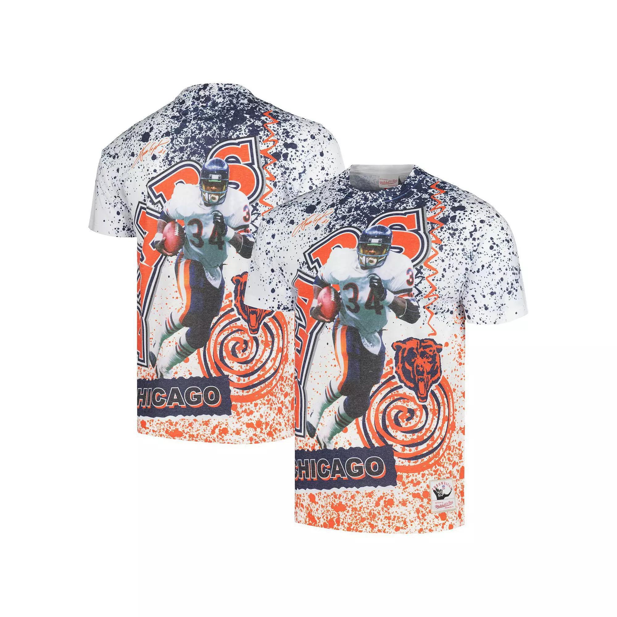 Men's Mitchell & Ness Walter Payton White Chicago Bears Retired Player Name & Number Burst T-Shirt,  Product Image