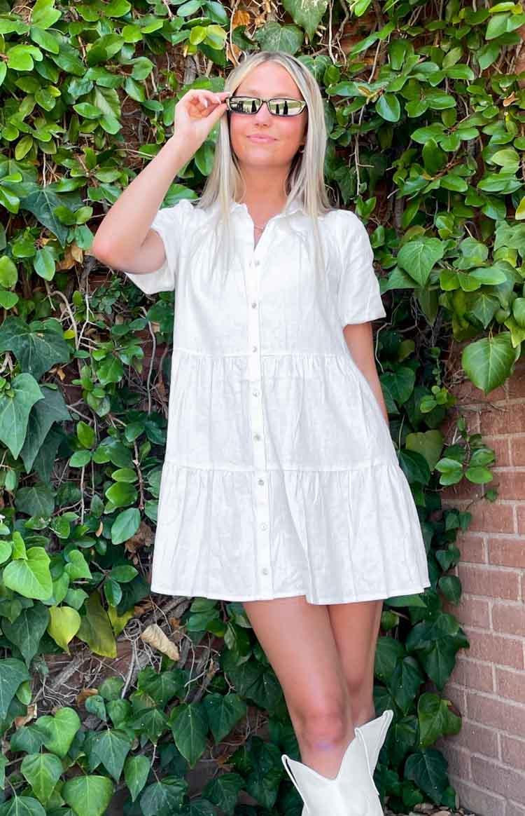 Frances White Linen Tiered Dress Product Image