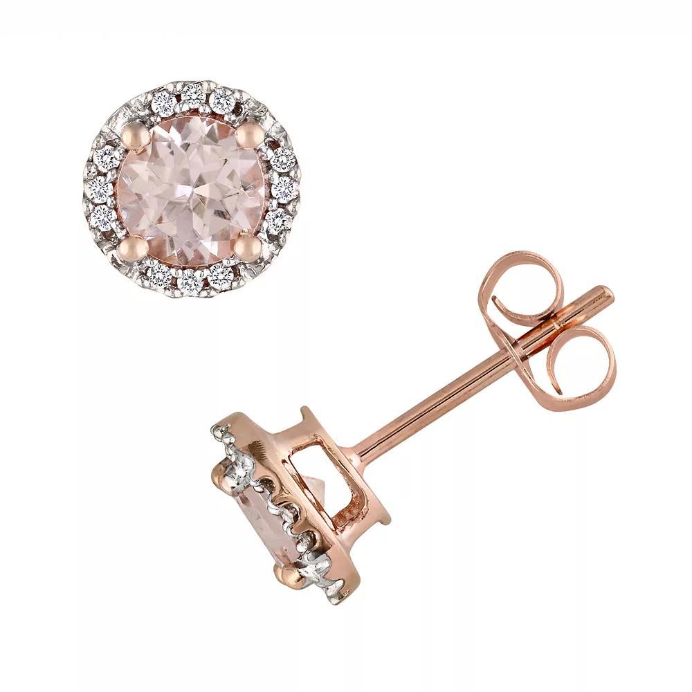 Stella Grace 10k Rose Gold Morganite and Diamond Accent Stud Earrings, Women's, Pink Product Image