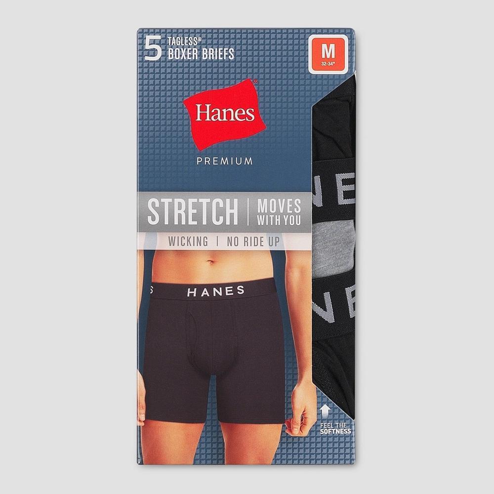 Hanes Premium Mens Boxer Briefs 5pk - Black M Product Image