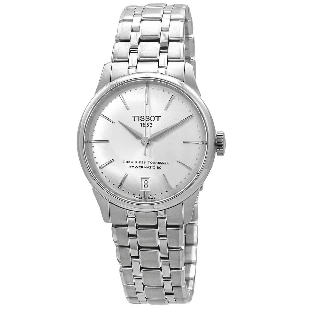 Tissot Womens Chemin Des Tourelles Powermatic 80 Automatic Light Blue Leather Strap Watch Product Image