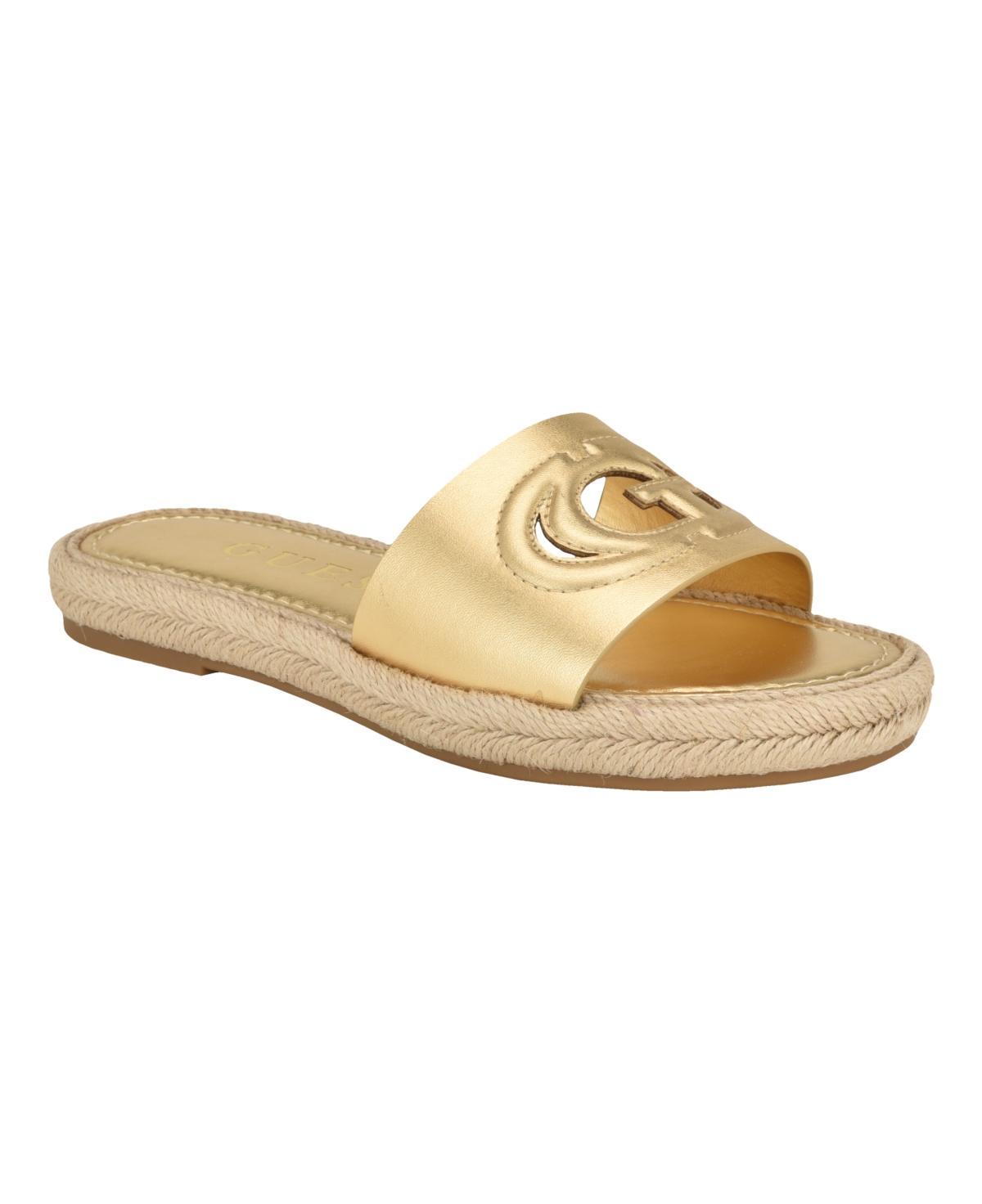 Guess Womens Katica Cut-Out Logo Espadrille Slide Sandals Product Image