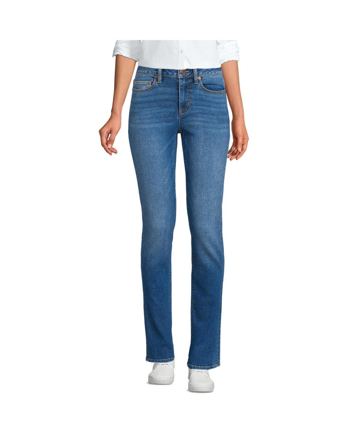 Women's Lands' End Mid-Rise Straight Leg Jeans, Size: 18X32, Mellow Blue Product Image