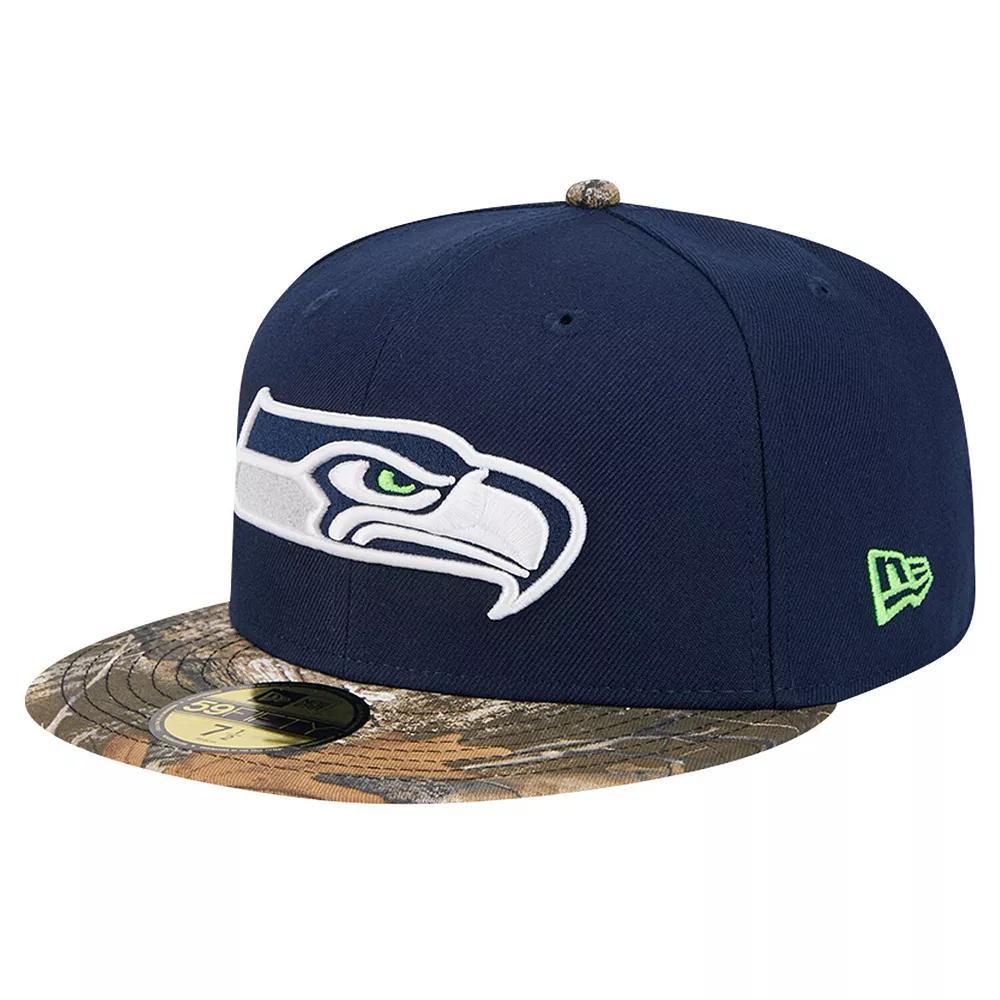 Men's New Era College Navy Seattle Seahawks Active Two-Tone Camo 59FIFTY Fitted Hat, Size: 7 7/8, Team Product Image