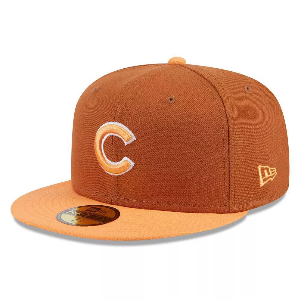 Men's New Era Brown/Orange Chicago Cubs Spring Color Basic Two-Tone 59FIFTY Fitted Hat, Size: 7 5/8 Product Image