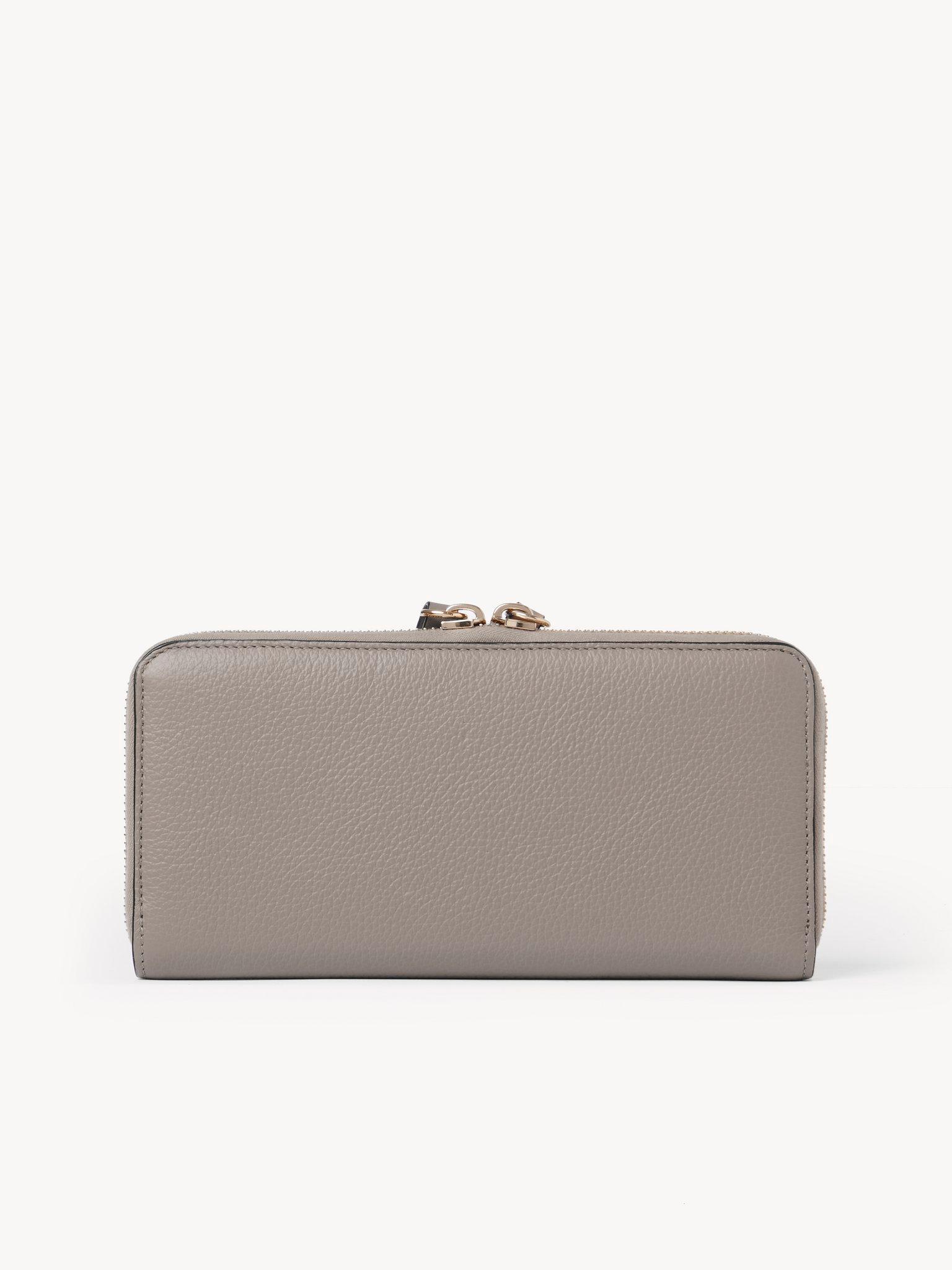 Alphabet zipped long wallet in grained leather Product Image