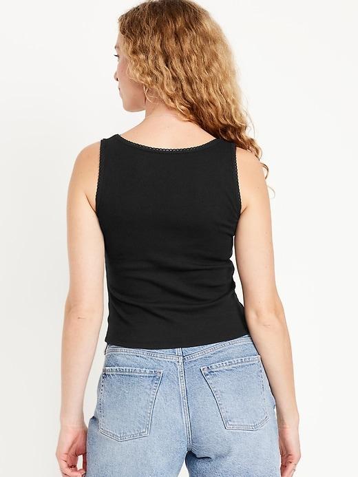 Cinched Rib-Knit Crop Tank Top Product Image