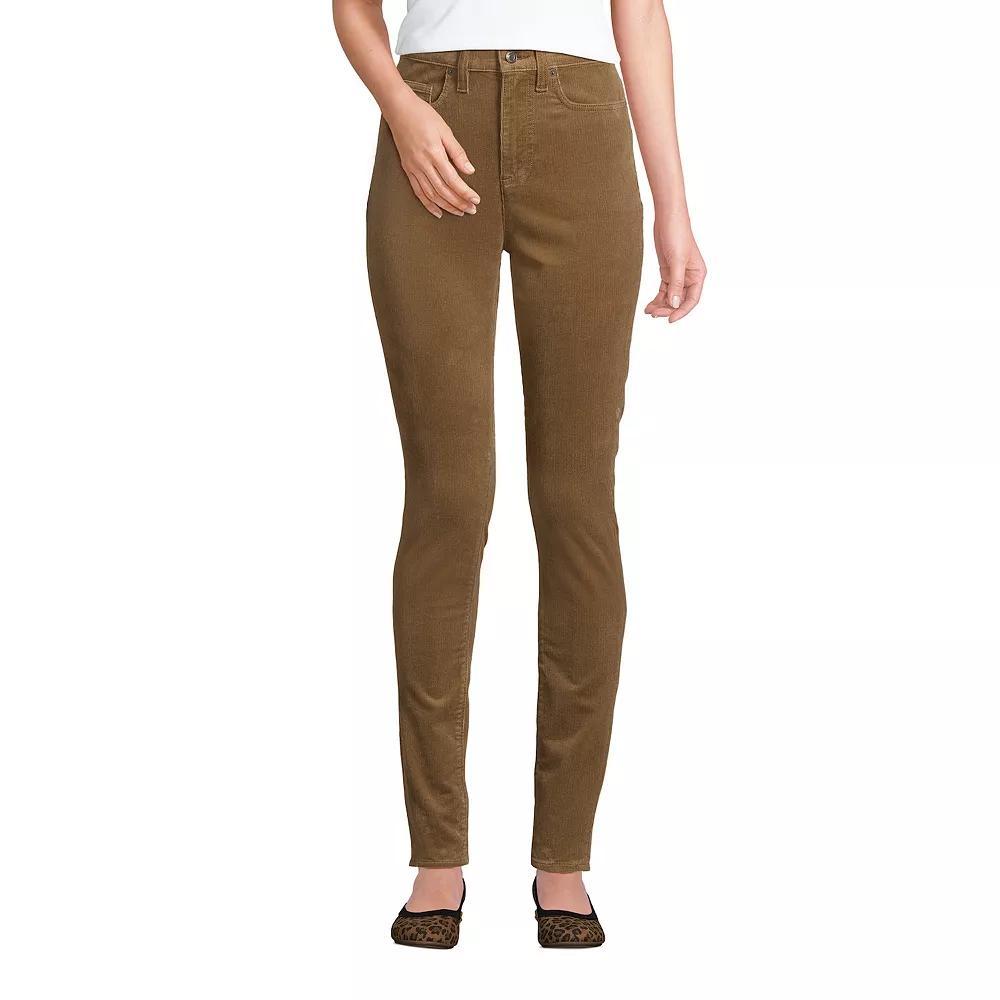 Women's Lands' End Slim High Waisted Corduroy Pants, Size: 14, Dark Toffee Product Image