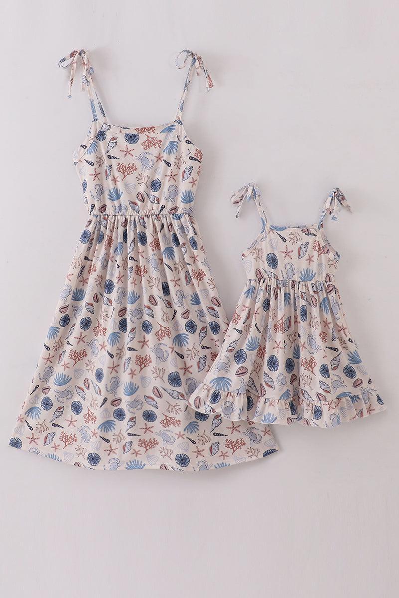 Bow applique print mom&me dress Product Image