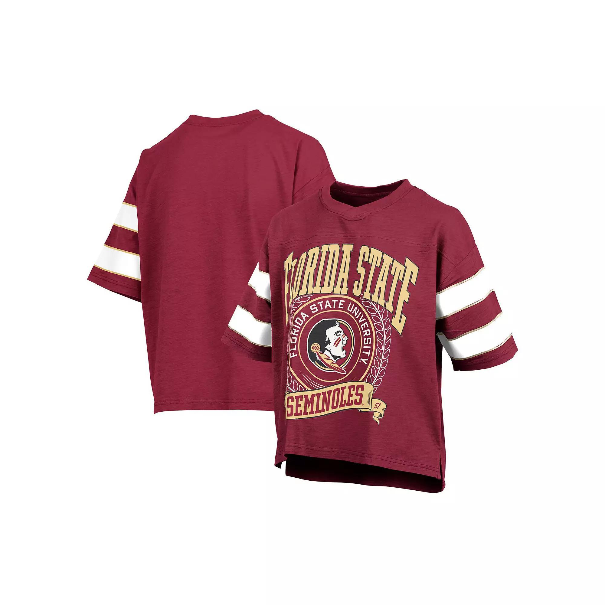 Women's Pressbox Garnet Florida State Seminoles Emily Sleeve Stripe Slub T-Shirt, Size: XL, Red Product Image