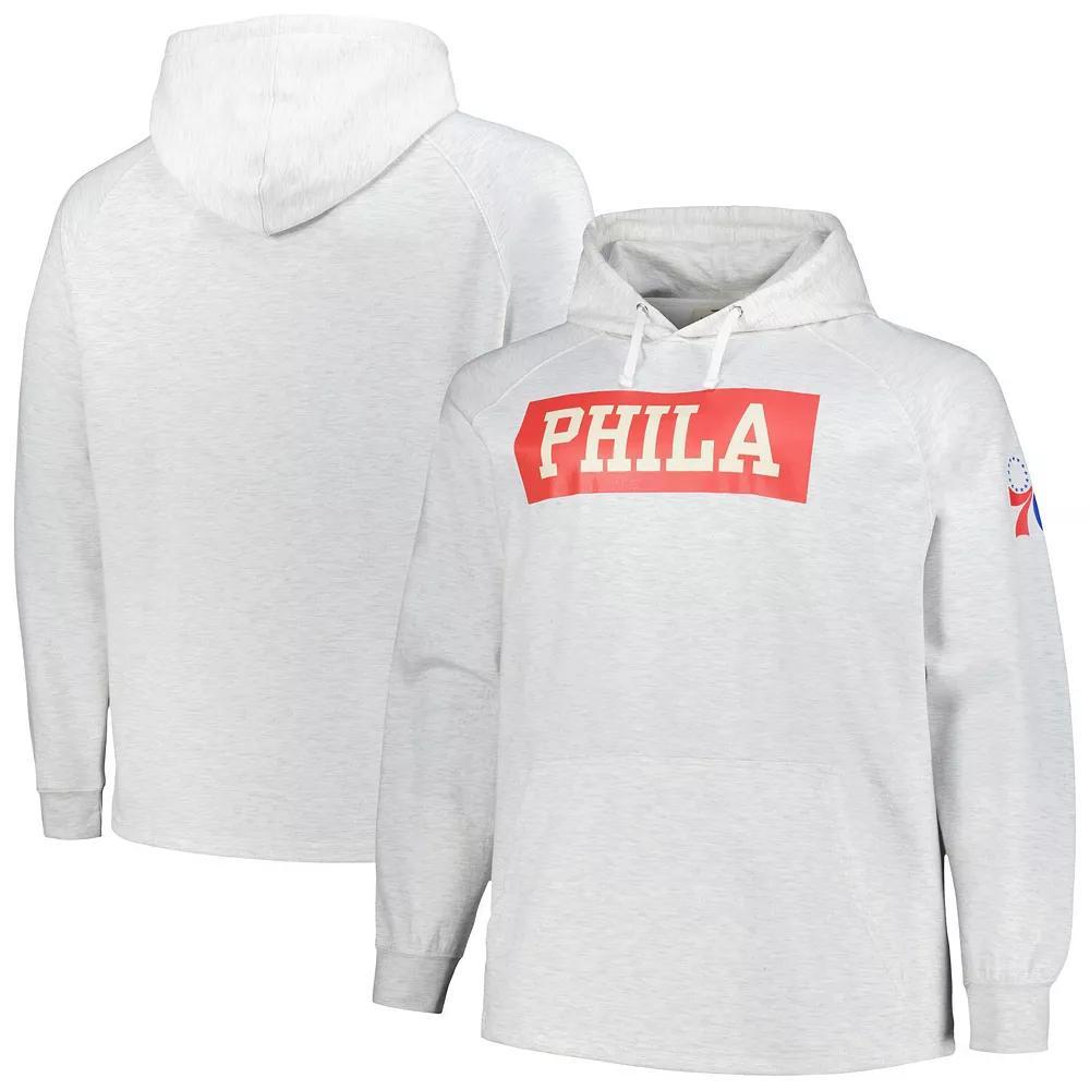 Men's Fanatics Ash Philadelphia 76ers Big & Tall Raglan Tri-Blend Pullover Hoodie, Size: XLT, 76r Black Product Image