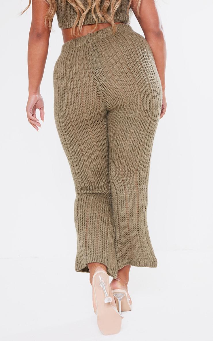 Shape Khaki Knit High Waist Flare Pants Product Image