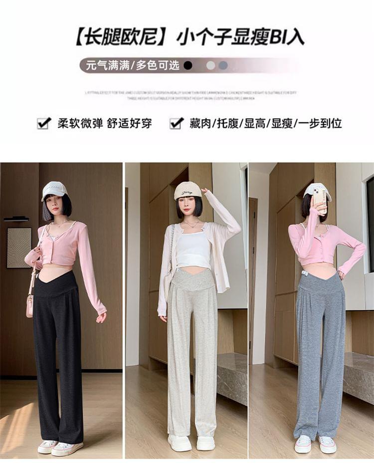 Maternity High Rise Plain Asymmetrical Loose Fit Pants Product Image