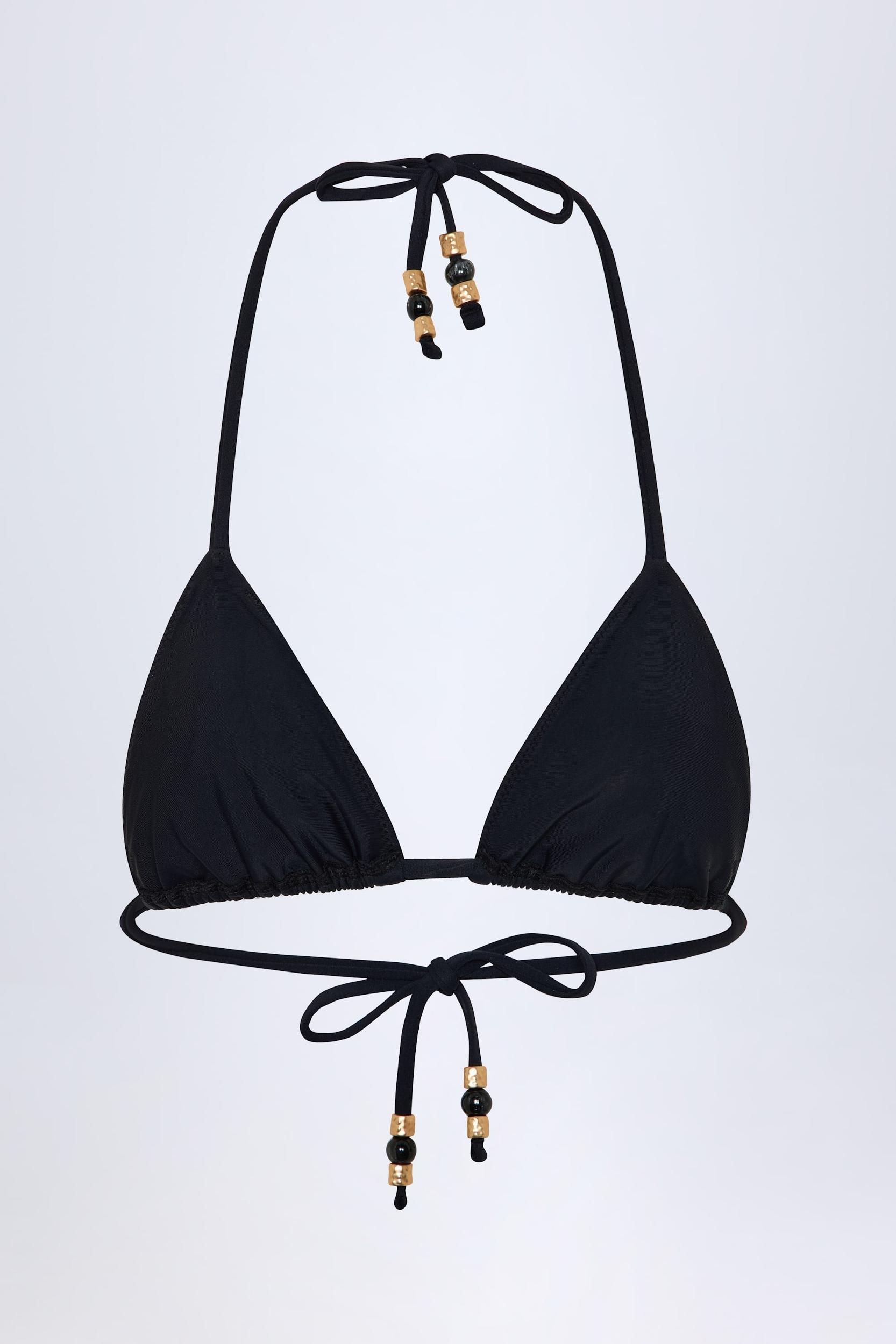 Charm-Detail Triangle Bikini Top in Black Product Image