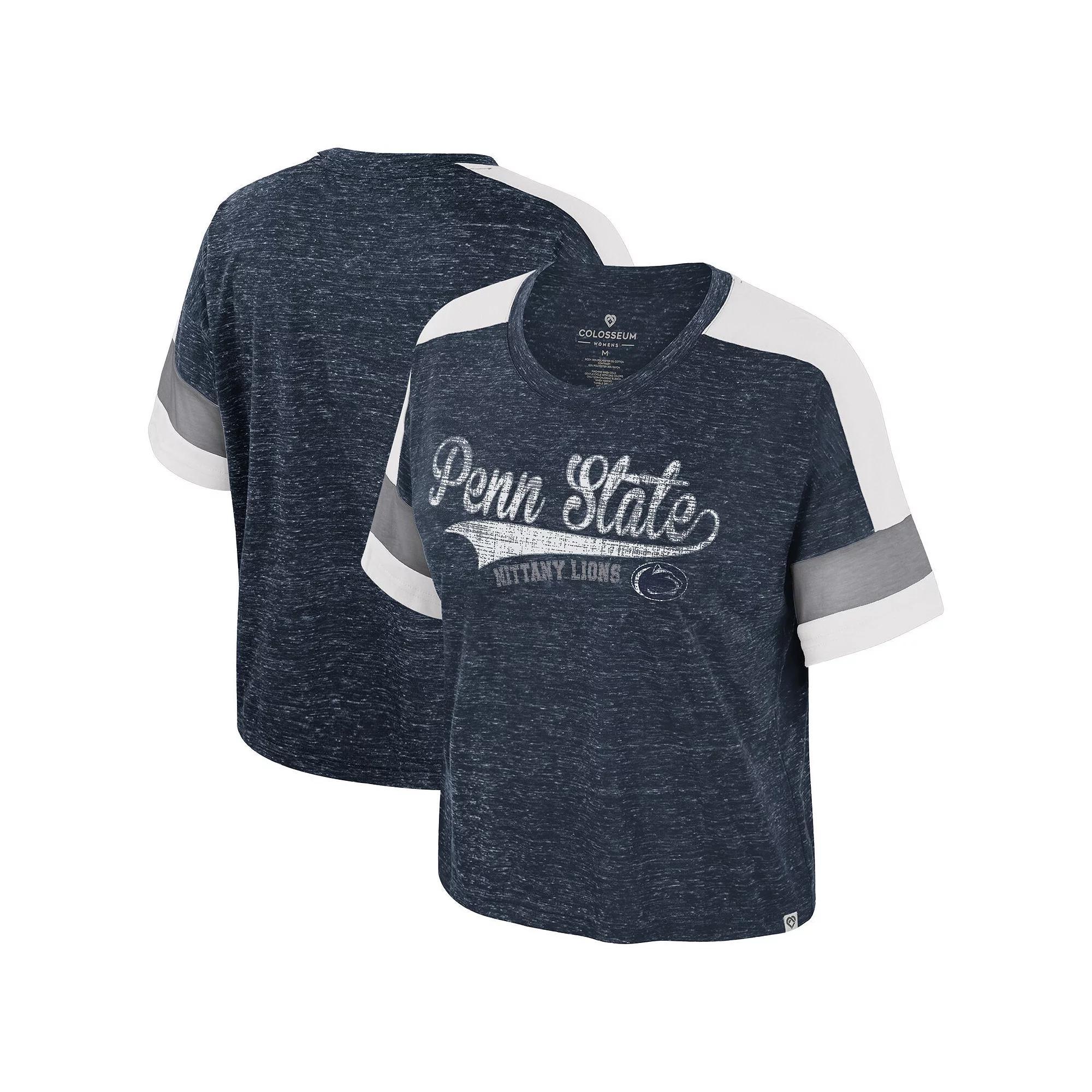 Women's Colosseum Navy Penn State Nittany Lions Color Block Scoop Neck T-Shirt, Size: XL, Blue Product Image