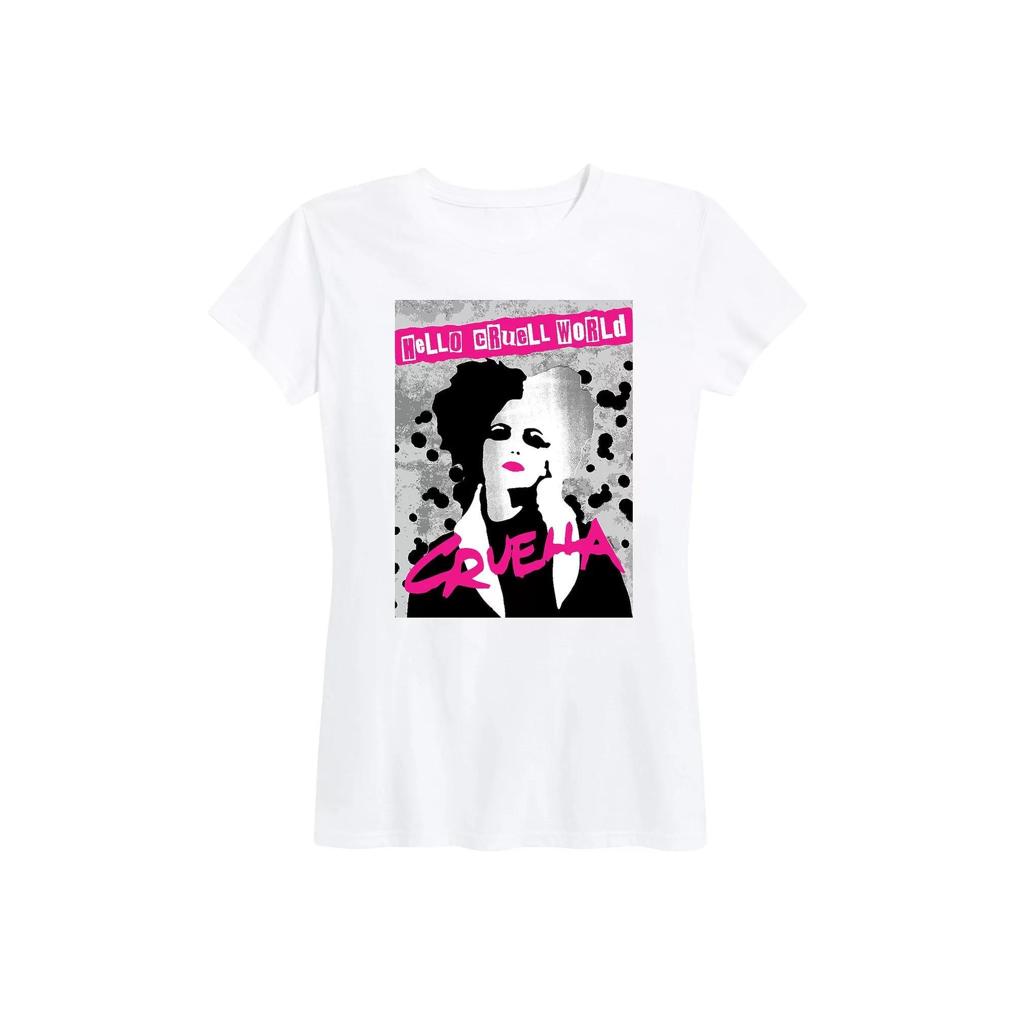 Disney's Cruella Women's Hello Cruell World Graphic Tee,  Product Image
