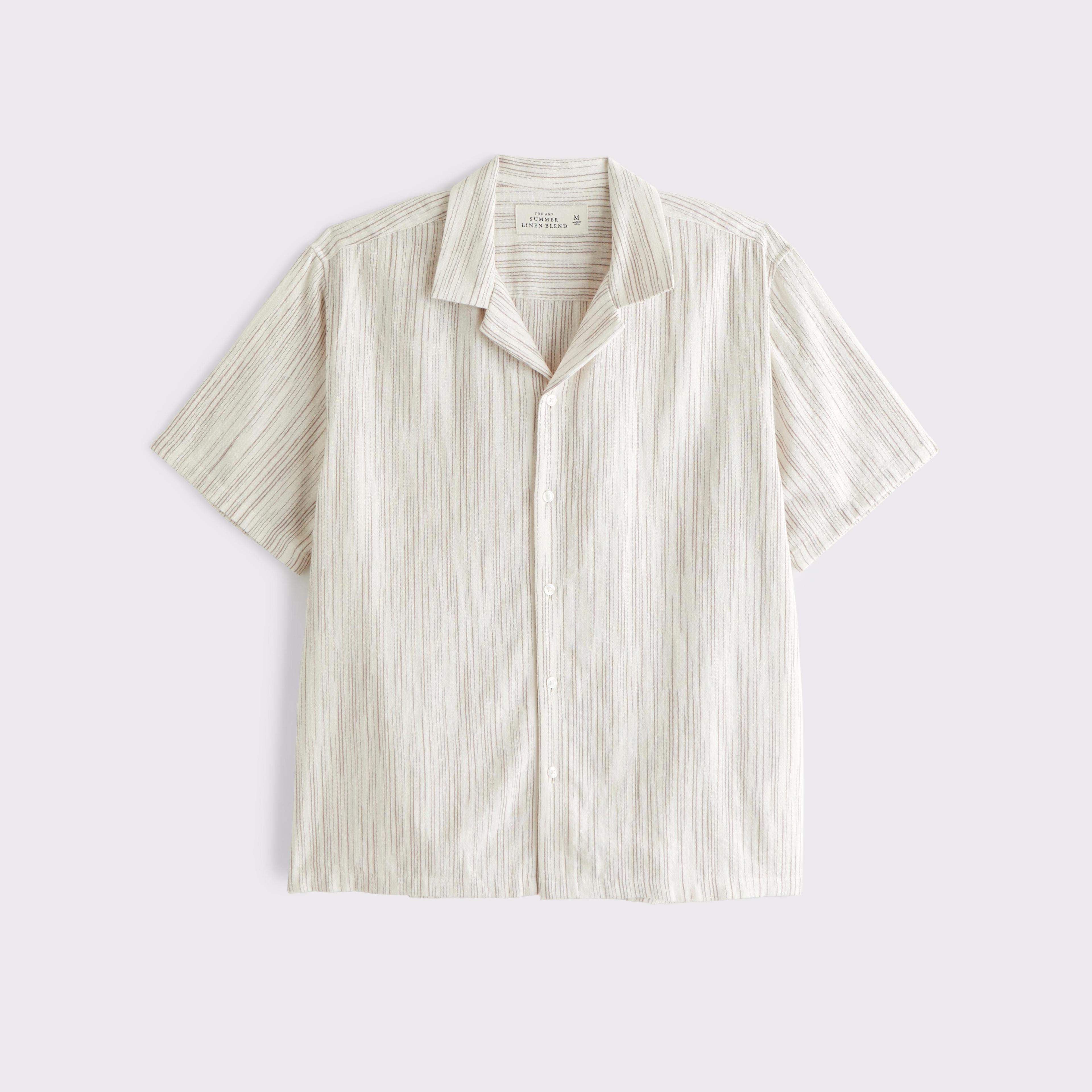 Camp Collar Summer Linen-Blend Shirt Product Image