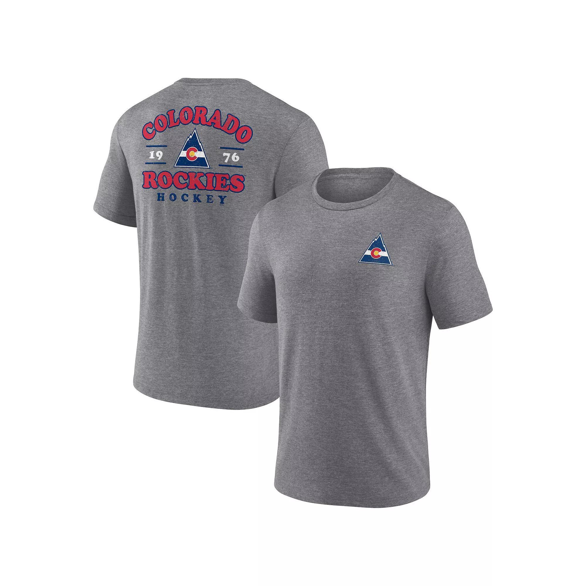 Men's Fanatics Heather Gray CO Rockies Vintage Hockey Winger Tri-Blend T-Shirt,  Product Image