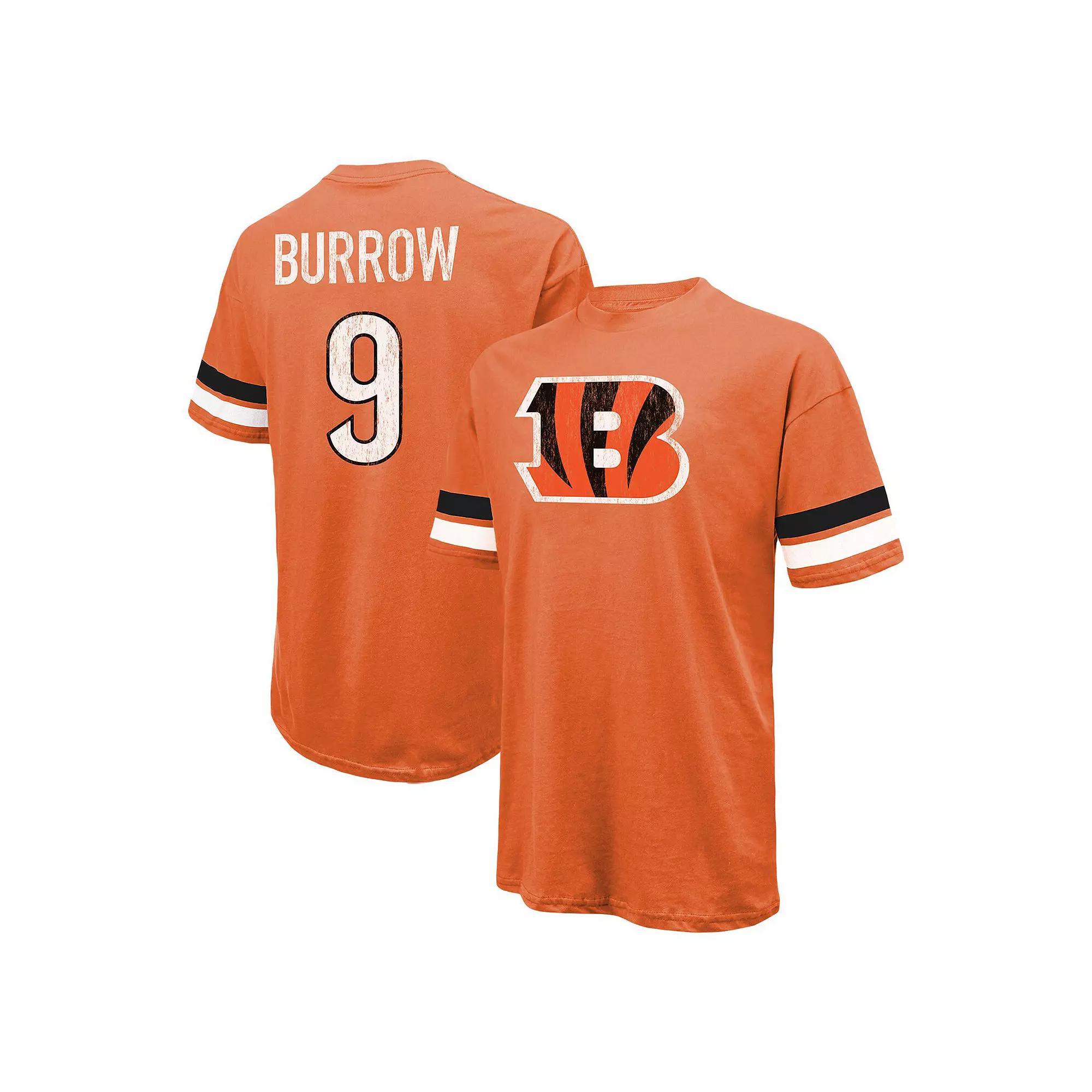 Men's Majestic Threads Joe Burrow Orange Cincinnati Bengals Name & Number Over Product Image
