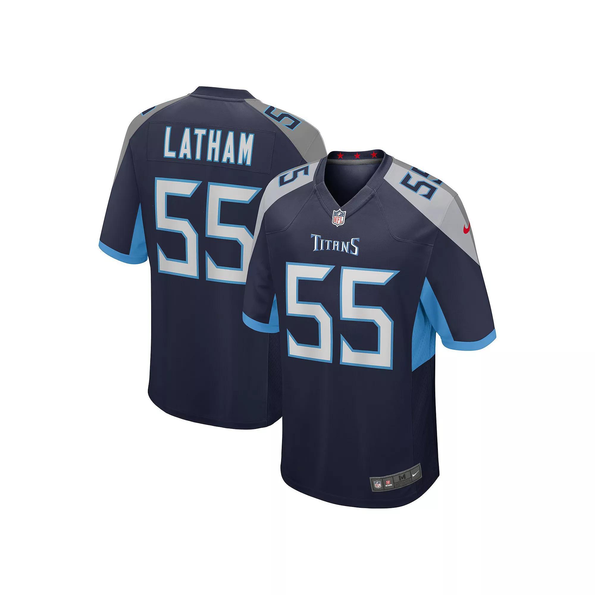 Men's Nike JC Latham Navy Tennessee Titans Player Game Jersey,  Product Image