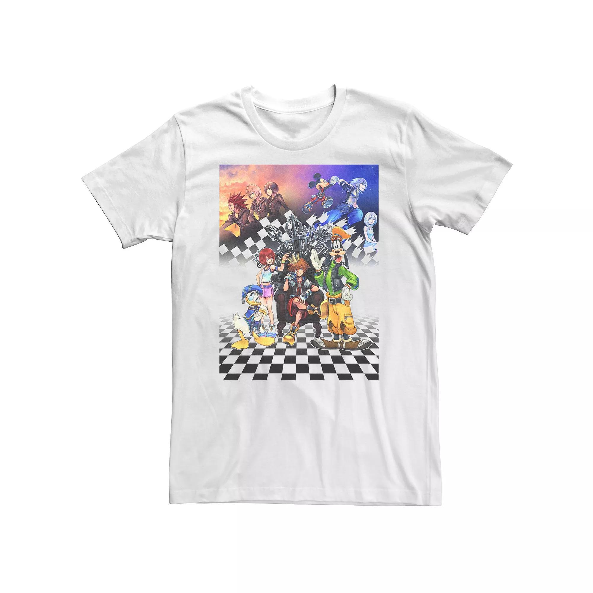 Big & Tall Disney Kingdom Hearts Group Shot Checkerboard Poster Tee, Men's, Size: 5XL, White Product Image