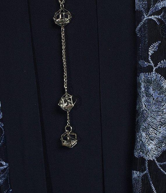 R & M Richards Scoop Neck 3/4 Sleeve Drape Floral Embroidered 2-Piece Jacket Dress Product Image