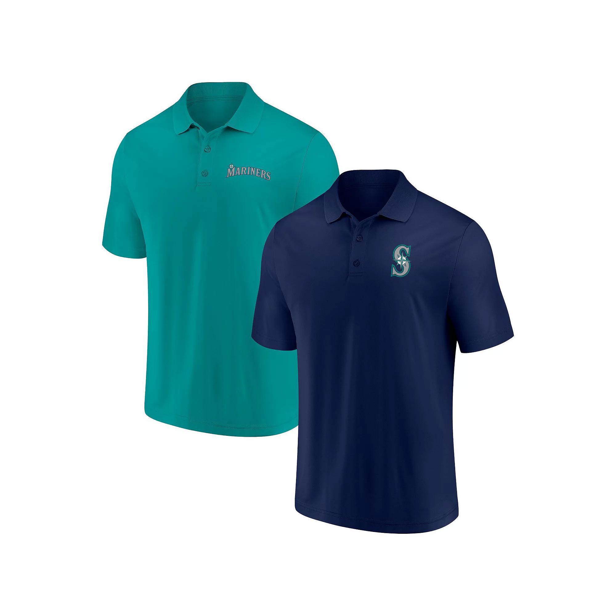 Men's Fanatics Branded Navy/Aqua Seattle Mariners Dueling Logos Polo Combo Set, Size: 2XL, Blue Product Image