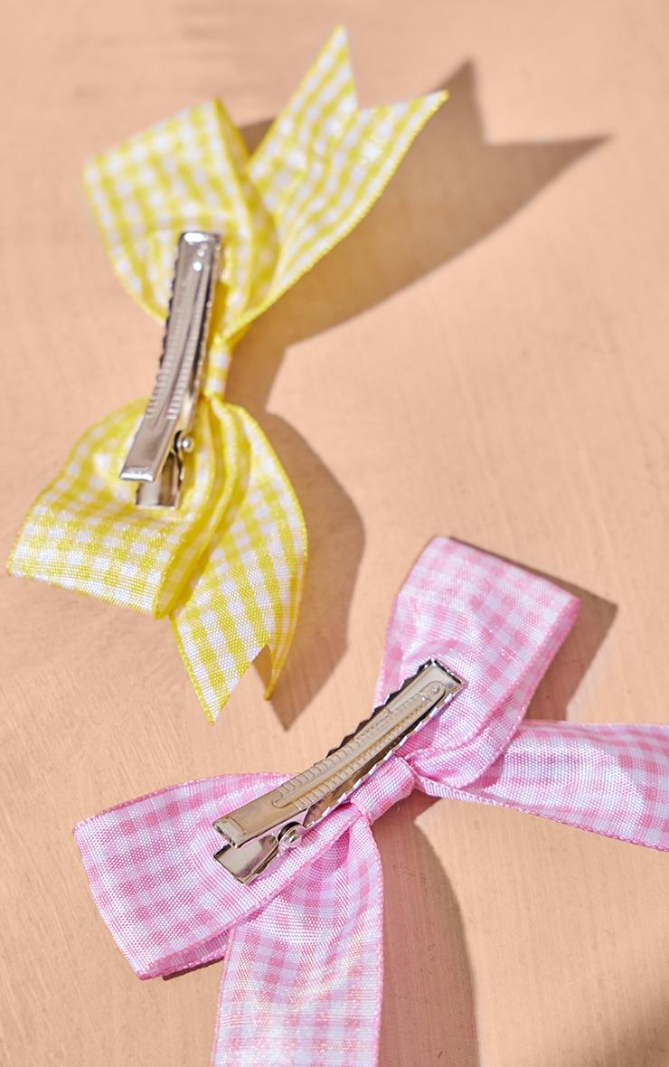 Multi Gingham 2 Pack Bow Hair Clips Product Image