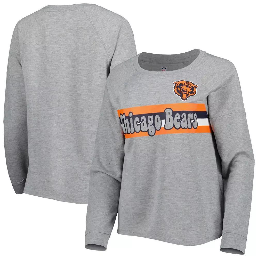 Juniors Heathered Gray Chicago Bears All Striped Up Raglan Long Sleeve T-Shirt, Women's, Size: XL, Grey Product Image