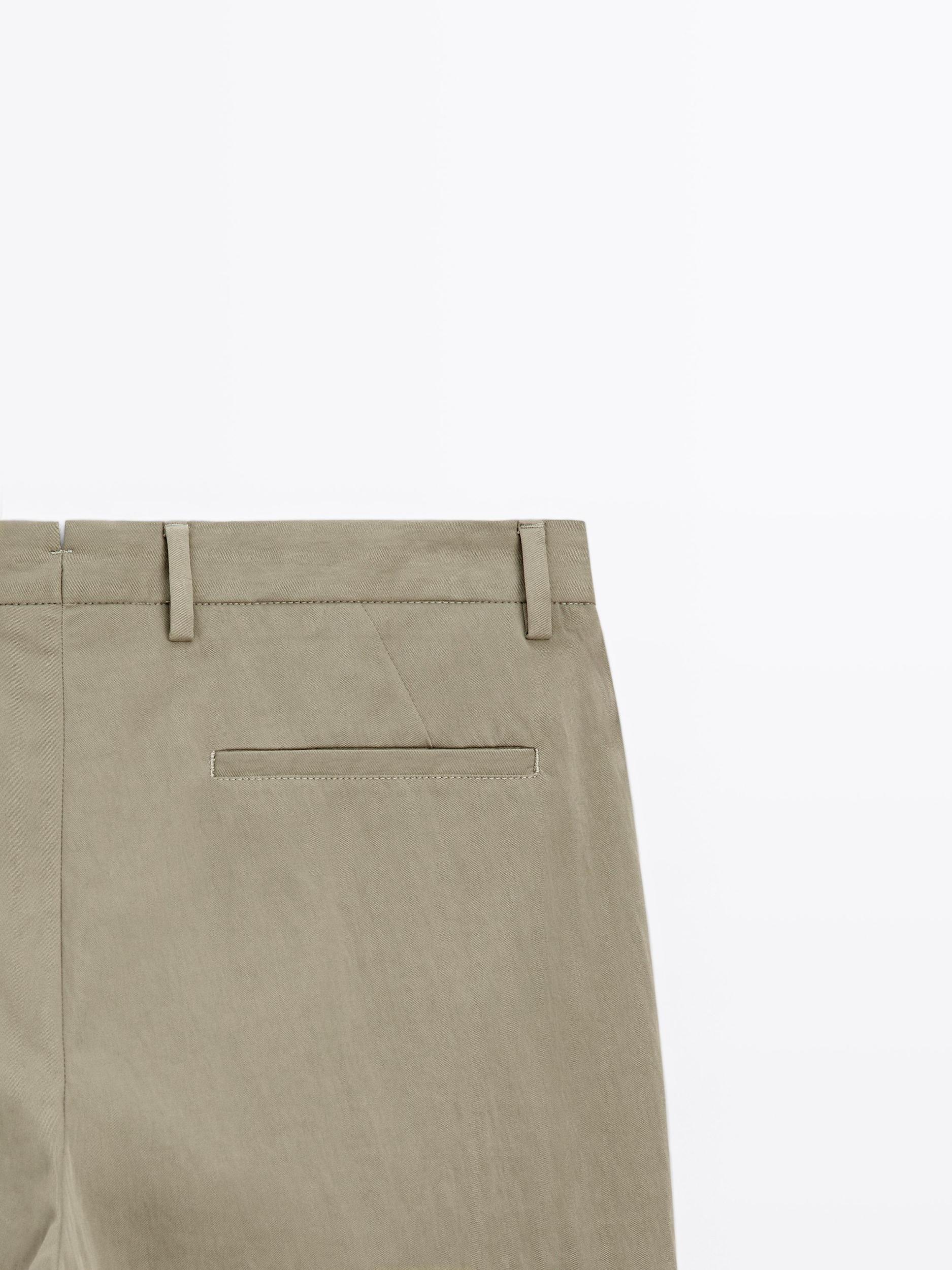 Cotton blend cigarette fit trousers Product Image