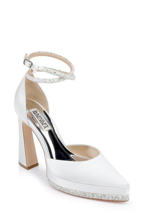 Badgley Mischka Eliana Platform Embellished Satin Pumps Product Image