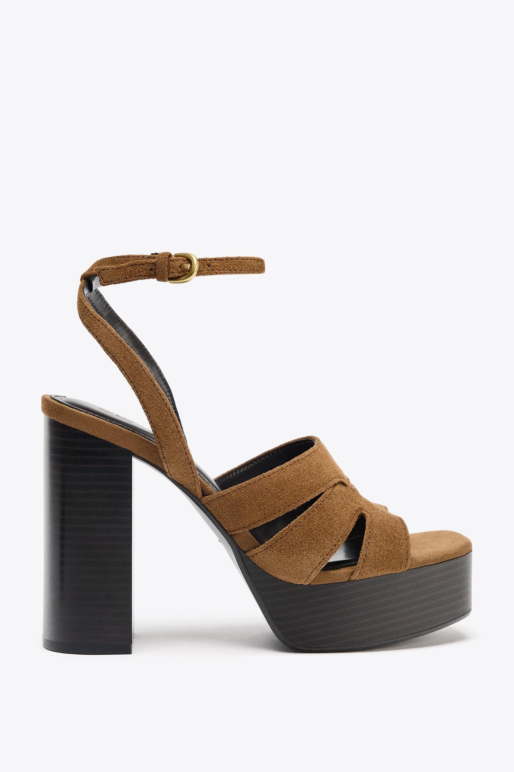 SPLIT LEATHER PLATFORM SANDALS Product Image
