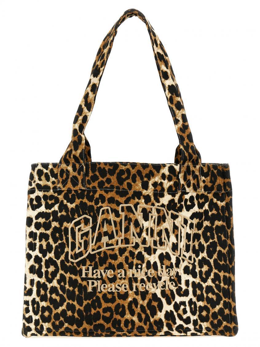 large leopard-print canvas tote bag Product Image