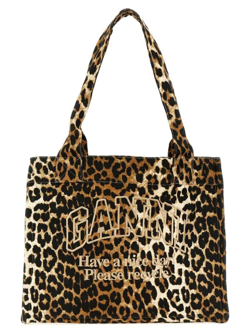 large leopard-print canvas tote bag Product Image