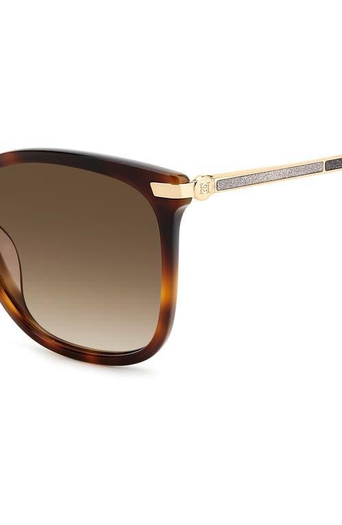 CAROLINA HERRERA 55mm Gradient Rectangular Sunglasses In Havana/brown Sf Product Image