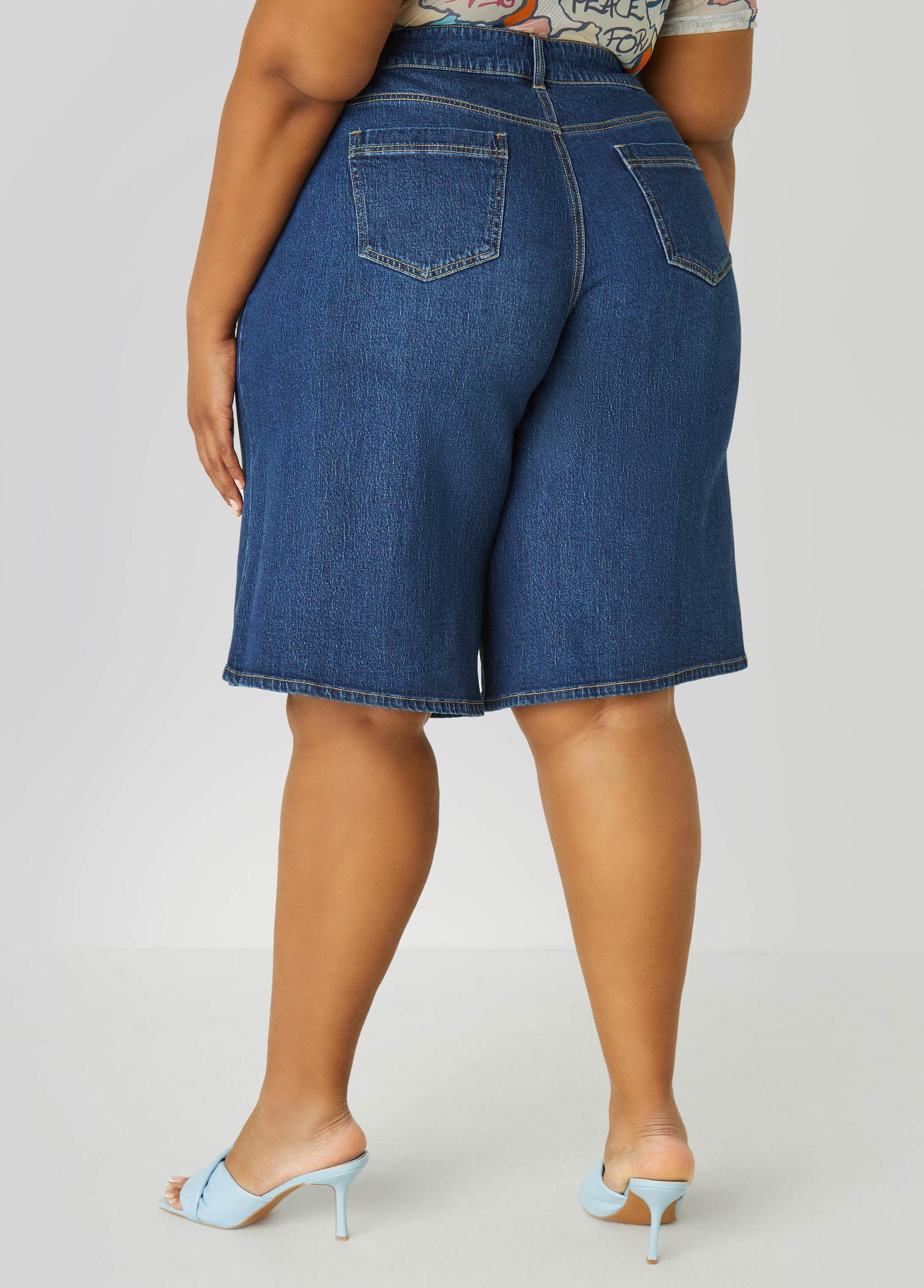 Plus Size Wide Leg Denim Shorts Ashley Stewart Product Image
