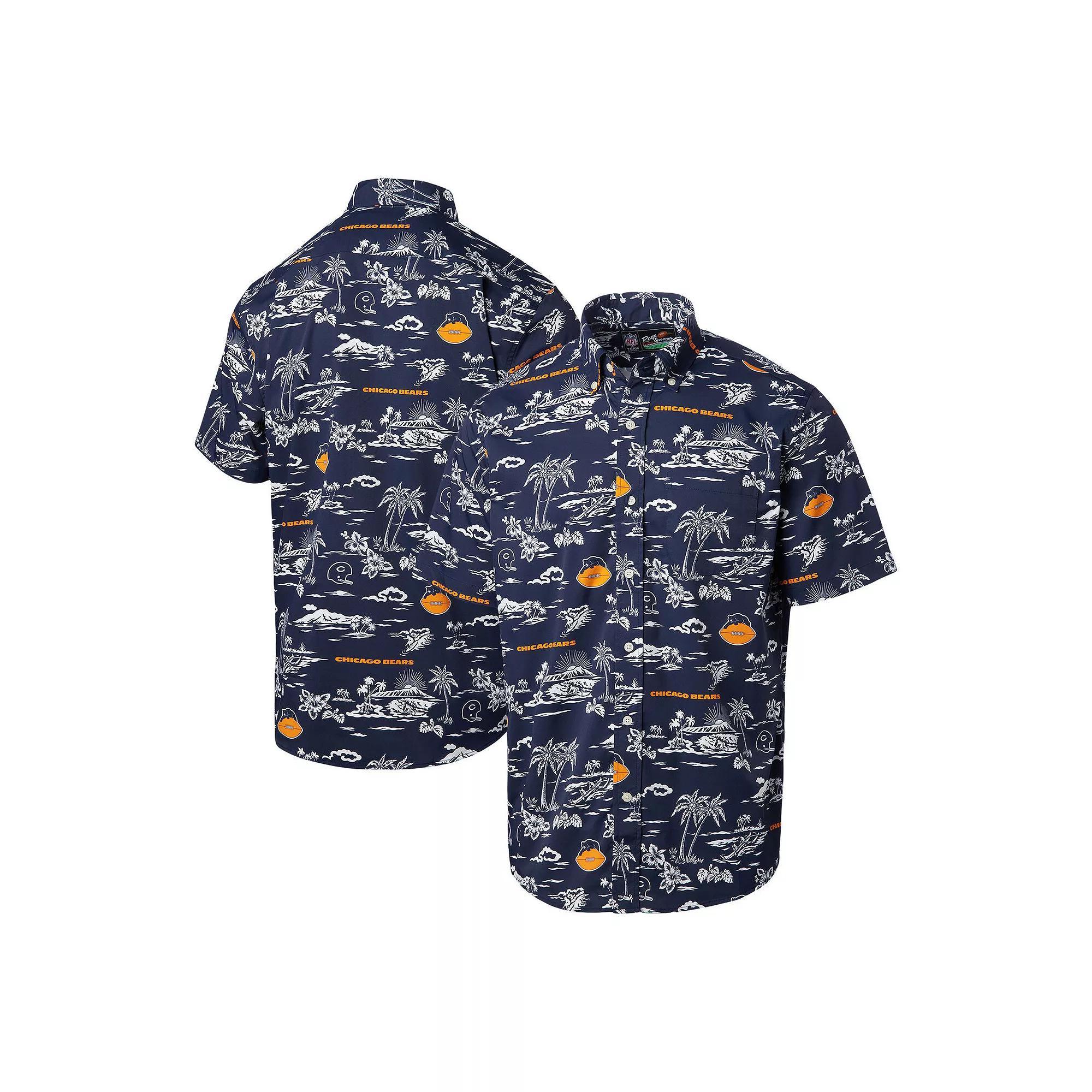 Men's Reyn Spooner Navy Chicago Bears Throwback KekaiÂ Print Button-Up Shirt,  Product Image