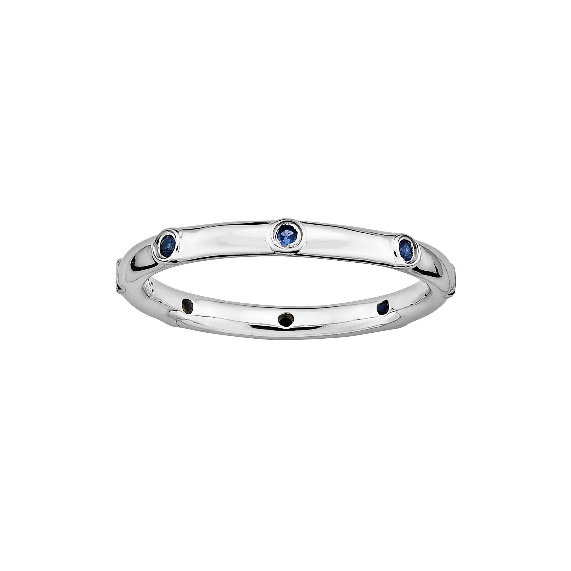 Stacks & Stones Sterling Silver Lab-Created Sapphire Stack Ring, Women's, Size: 7 Product Image