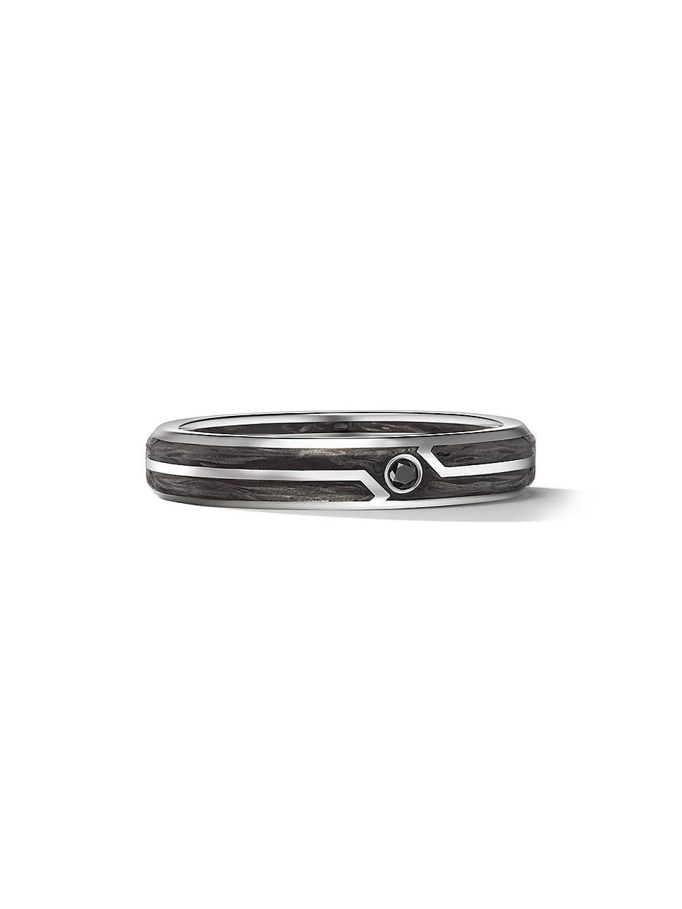 Mens Forged Carbon Band Ring in 18K White Gold Product Image