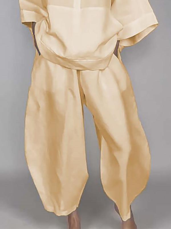 Long Sleeves Loose Solid Color Zipper V-Neck Shirts Tops Product Image