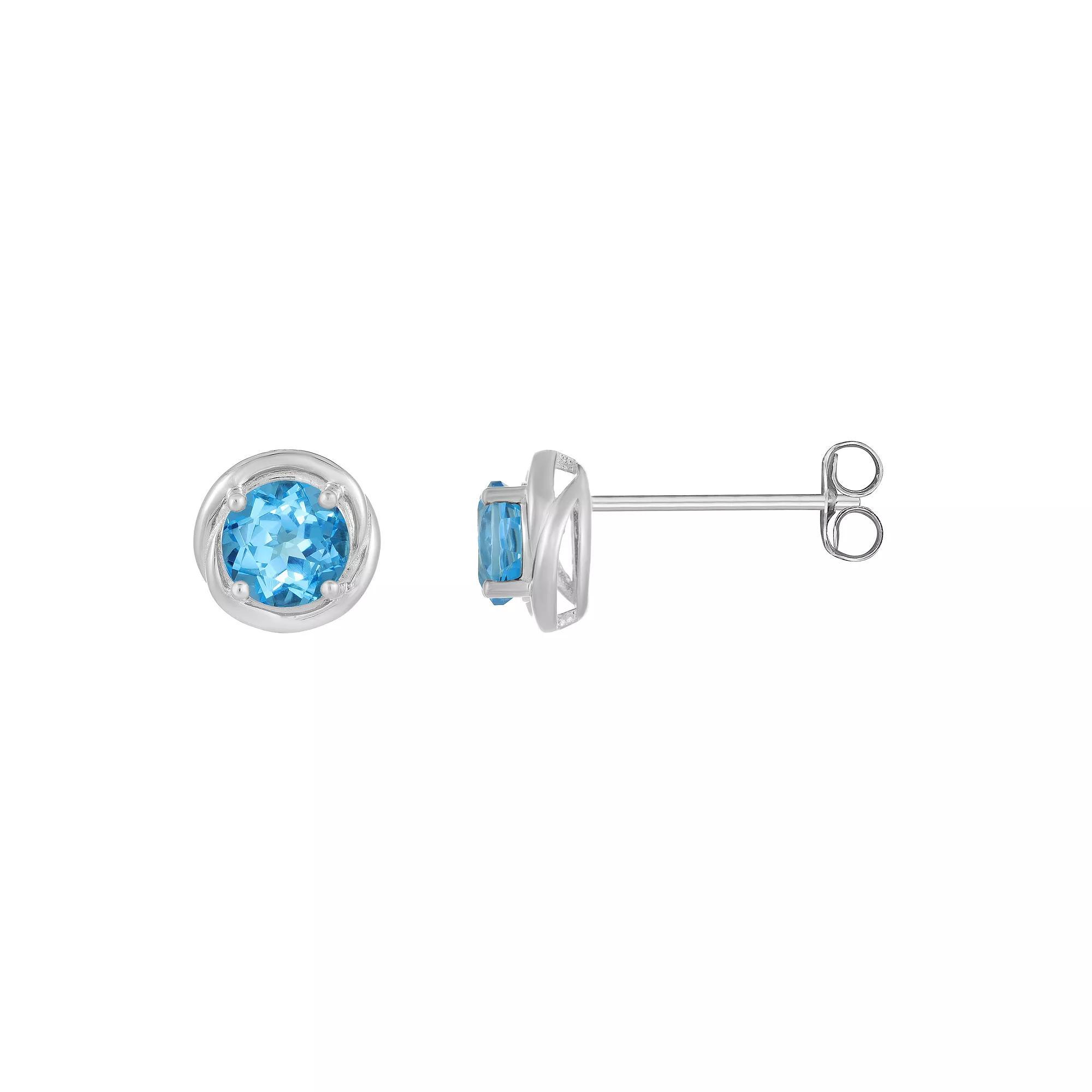 Gemminded Sterling Silver & Blue Topaz Round Stud Earrings, Women's Product Image