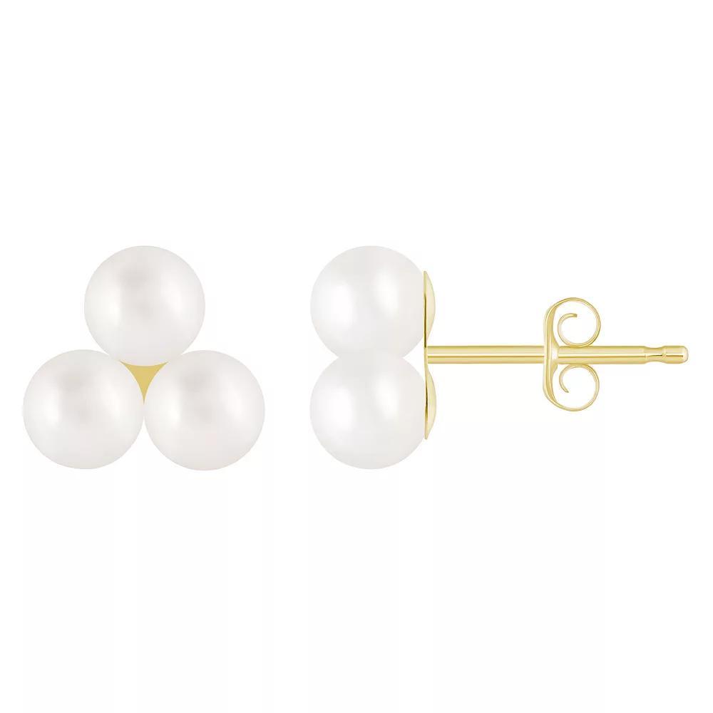 Celebration Gems 10k Gold Sphere Gemstone Cluster Earrings, Women's, Freshwater White Product Image